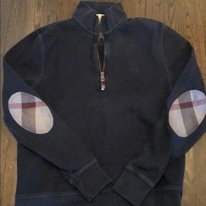 Burberry Navy Quarter Zip W Elbow 